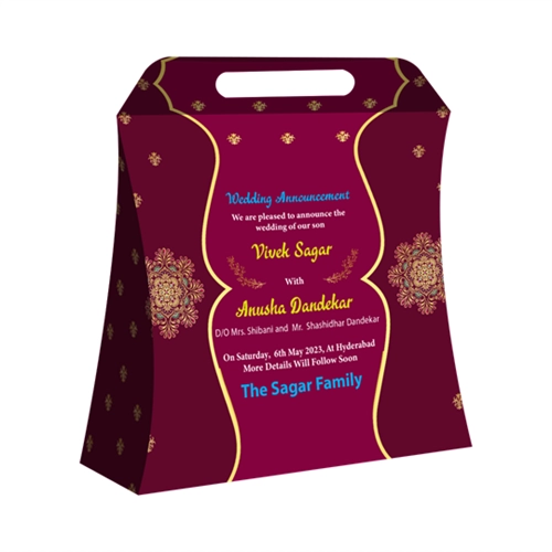 Wedding Announcement Gift Box Gradient Finish Handle Style